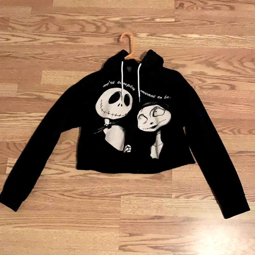 The Nightmare Before Christmas,Jack and Sally,Cropped Hoodie